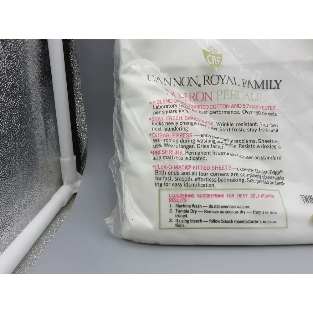 Vintage Cannon Royal Family Twin Fitted Bottom Sheet White No-Iron Percale USA
